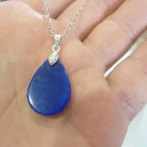 Pendentif Lapis lazuli argent 925 GG zv1 +chaine acier inoxydable 45 cm