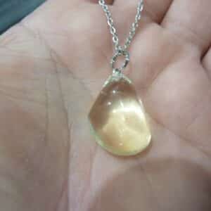 Pendentif citrine GG 2906 + chaine acier inoxydable 60 cm
