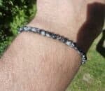 Bracelet réglable Obsidienne neige-Perles rondes de 4 mm