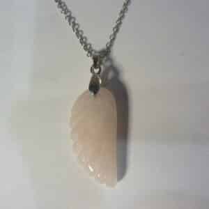 Pendentif Quartz rose aile d'ange Argent 925 Amour et confiance en soi