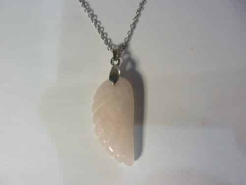 Pendentif Quartz rose aile d'ange Argent 925 Amour et confiance en soi