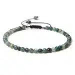 Bracelet agate mousse ajustable - Perles rondes 4 mm