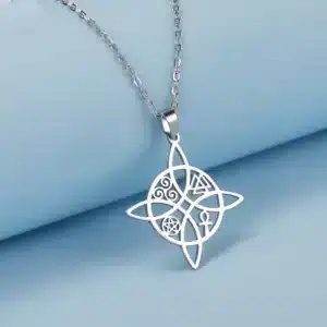 Collier pendentif Noeud de sorcière multi symboles ref argent
