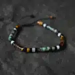 Bracelet Oeil de tigre-Tourmaline noire-Turquoise ajustable