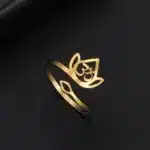 Bague ajustable Fleur de lotus-Om ref Or