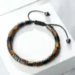 Bracelet Oeil de tigre-Hématite réglable