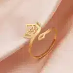 Bague ajustable Fleur de lotus-Om ref Or