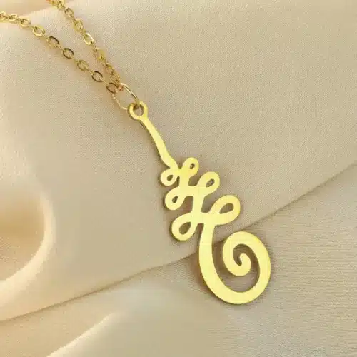 Pendentif fleur de Lotus Unalome Or ref 02