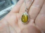 Pendentif Oeil de tigre aile d'ange Argent 925 GG 01M