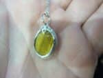 Pendentif Oeil de tigre aile d'ange Argent 925 GG 01M