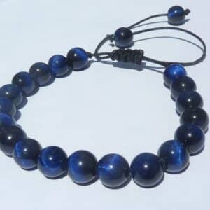 Bracelet réglable Oeil de faucon-Perles 8 mm