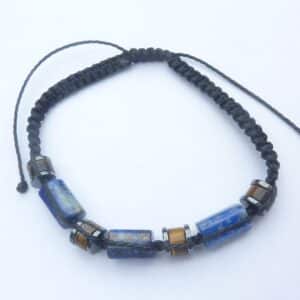 Bracelet réglable Oeil de tigre-Lapis lazuli-Hématite