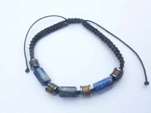 Bracelet réglable Oeil de tigre-Lapis lazuli-Hématite