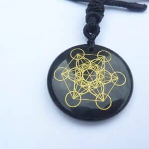 Collier pendentif cube Métatron-Obsidienne noire