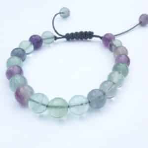 Bracelet réglable Fluorite-Perles rondes 8 mm