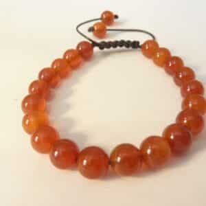 Bracelet cornaline réglable perles rondes 8 mm