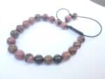Bracelet Rhodonite ajustable perles rondes 8 mm