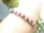 Bracelet Rhodonite ajustable perles rondes 8 mm