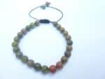 Bracelet Unakite épidote réglable perles 6 mm