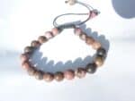 Bracelet Rhodonite ajustable perles rondes 8 mm