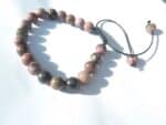 Bracelet Rhodonite ajustable perles rondes 8 mm