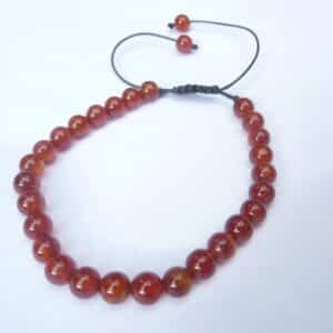 Bracelet cornaline réglable perles rondes 6 mm
