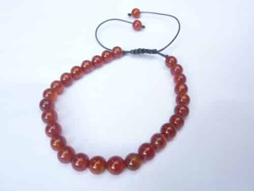 Bracelet cornaline réglable perles rondes 6 mm