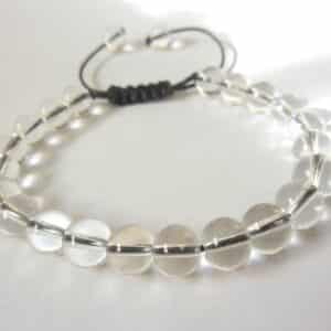 Bracelet réglable quartz cristal de roche-perles 8mm