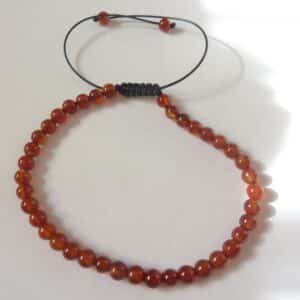 Bracelet cornaline réglable perles rondes 4 mm