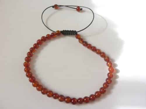 Bracelet cornaline réglable perles rondes 4 mm