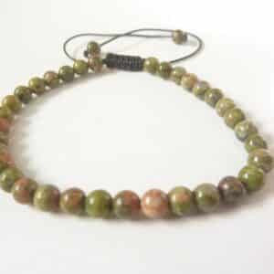 Bracelet Unakite épidote réglable perles 4 mm