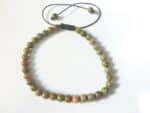 Bracelet Unakite épidote réglable perles 4 mm