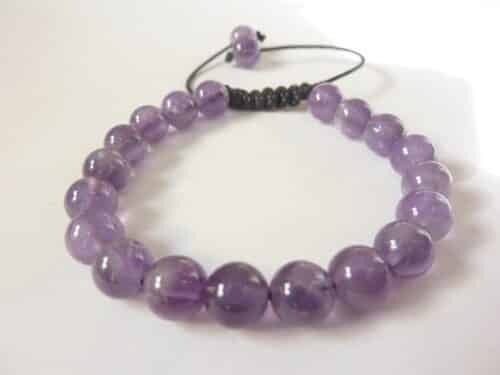 Bracelet Réglable améthyste perles 8 mm