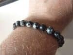 Bracelet réglable Obsidienne neige-Perles rondes de 8 mm