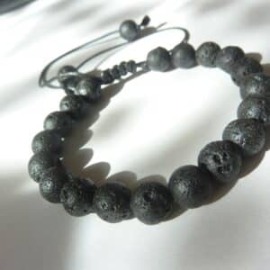 Bracelet réglable Pierre de lave-Perles rondes 8 mm