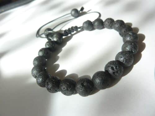 Bracelet réglable Pierre de lave-Perles rondes 8 mm