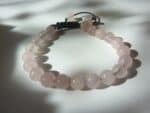 Bracelet réglable Quartz rose – perles rondes 8 mm