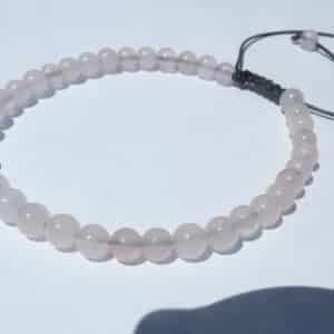 Bracelet réglable Quartz rose – perles rondes 4 mm