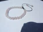 Bracelet réglable Quartz rose – perles rondes 6 mm