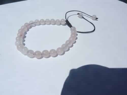Bracelet réglable Quartz rose – perles rondes 6 mm