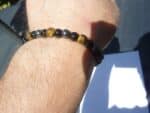 Bracelet réglable Oeil de tigre-obsidienne-hématite-perles 6mm