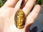 Collier pendentif Oeil de tigre Bouddha