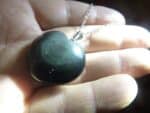 Pendentif coeur Obsidienne oeil céleste argent 925 ref 1107 + chaine acier inoxydable 45 cm