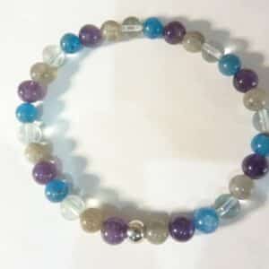 Bracelet Protection & Intuition : Améthyste, Apatite, Labradorite & Fluorite – Équilibre énergétique