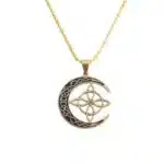 Pendentif noeud de sorcière (Wiccan) lune ref Or 04