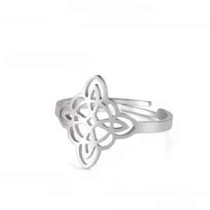 Bague ajustable Nœud de sorcière (Wiccan) argent ref 02