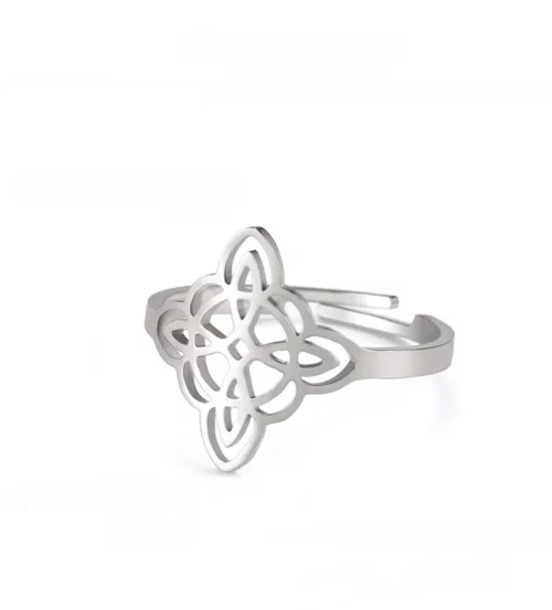Bague ajustable Nœud de sorcière (Wiccan) argent ref 02