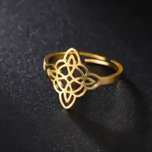 Bague ajustable Nœud de sorcière (Wiccan) or ref 02