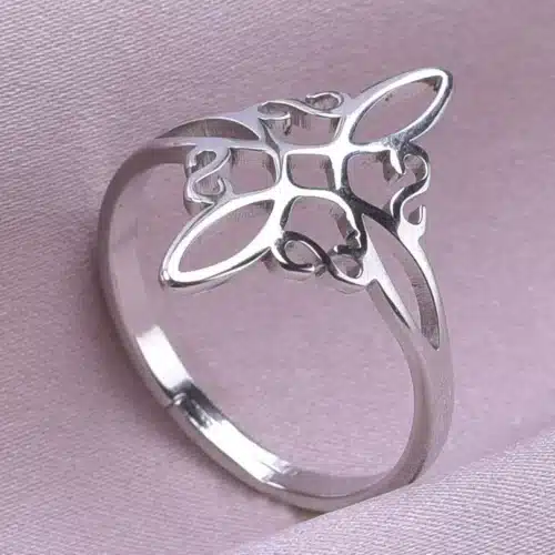 Bague ajustable Nœud de sorcière (Wiccan) argent ref 01