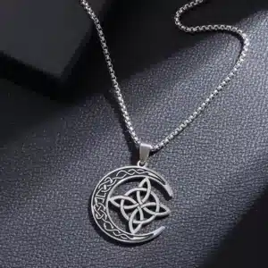 Pendentif noeud de sorcière (Wiccan) lune ref argent 04